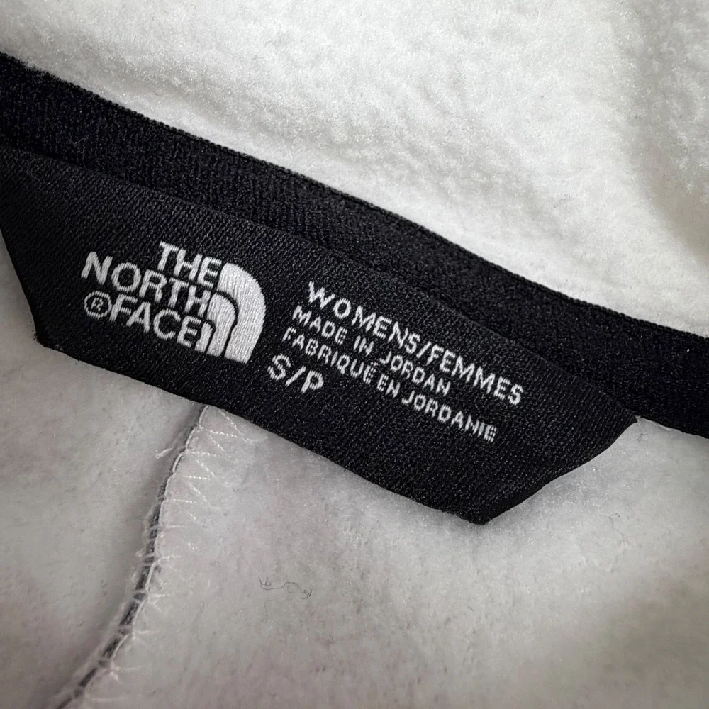 The North Face Full Zip Fleece Jacket Womens Small White Grey Hiking Jacket